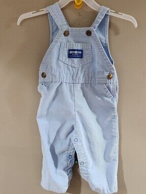 Vintage OshKosh Overalls Light Blue White Corduroy 6-9 Months Vestbak